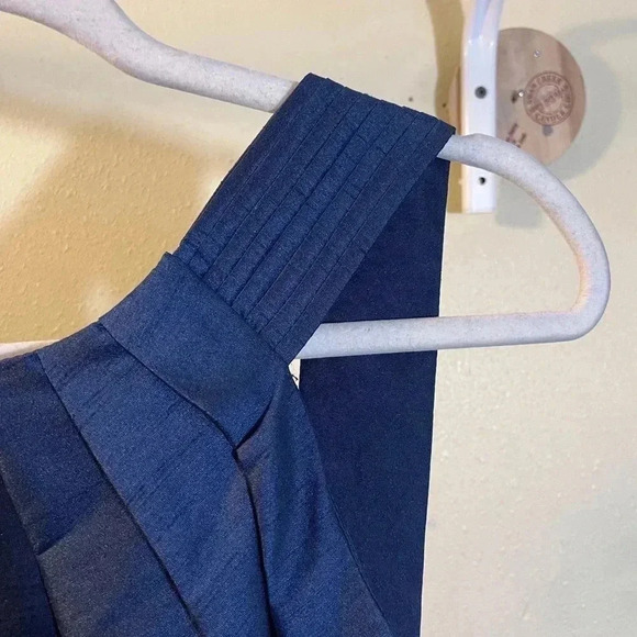 Alfred Sung Halter Style Low Back Dupioni Bridesmaid Gown Prom Navy Blue Sz 4 - Picture 5 of 8